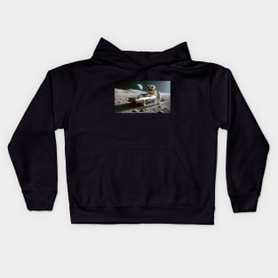 1971 Dodge Challenger on the Moon Kids Hoodie